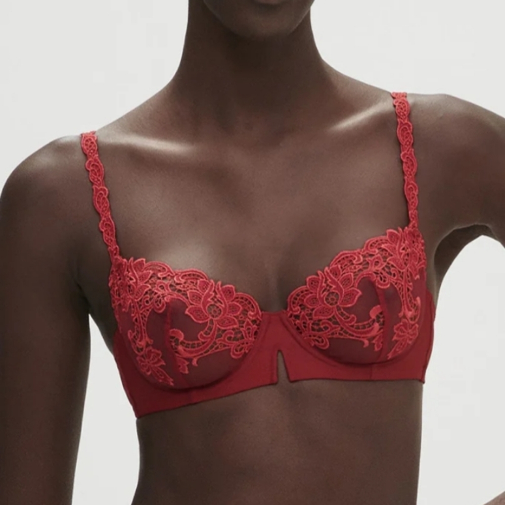 Simone Perele Saga Sheer Demi Cup Bra in Ruby